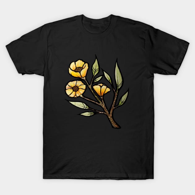 Yellow Buttercup Flowers T-Shirt by bubbsnugg